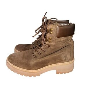 Timberland Carnaby Cool Womens 6.5 Pre-Owned Olive Green 6" Suede Combat Boots